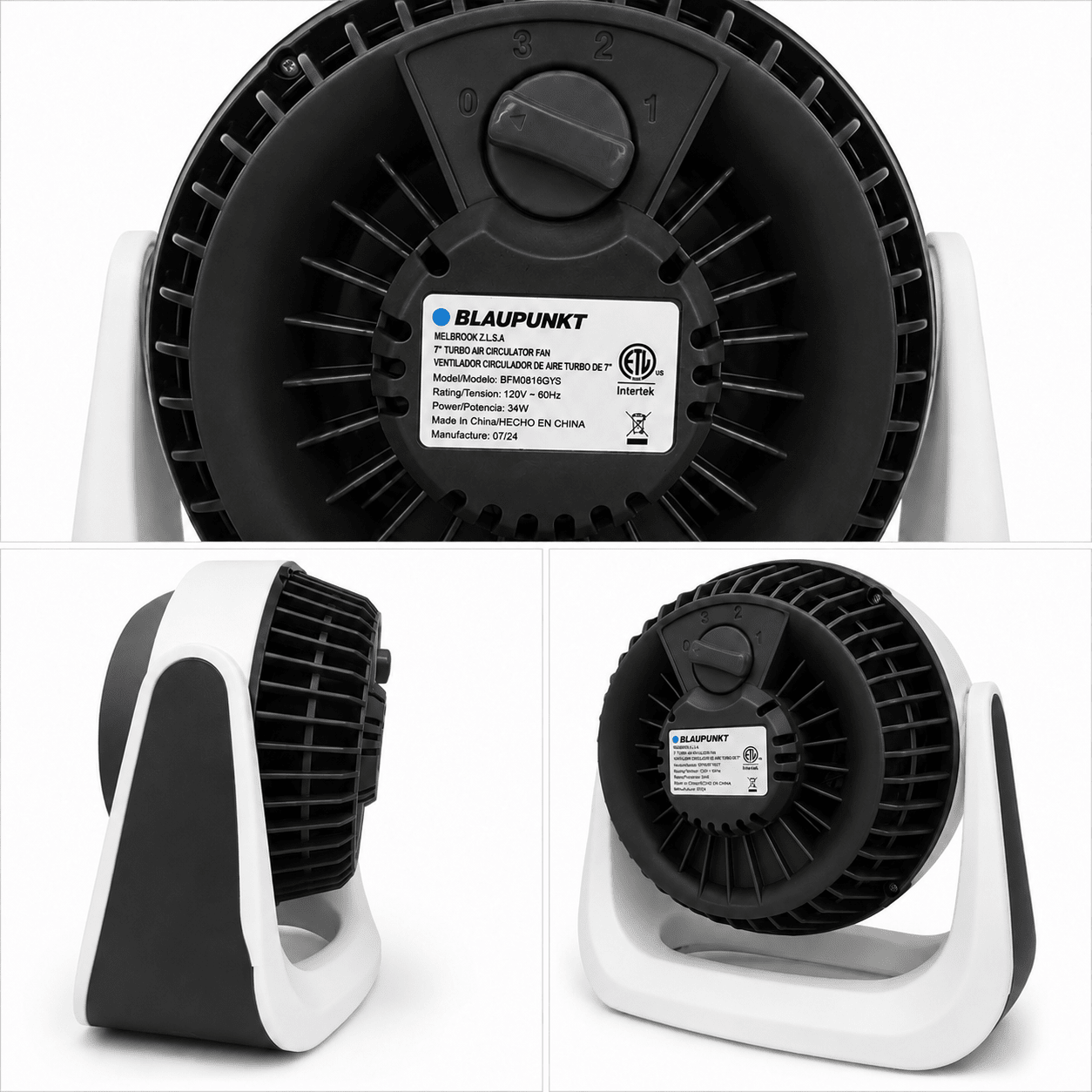 VENTILADOR BLAUPUNKT DE MESA 7 NEGRO REFERENCIA BFDM 616 GY