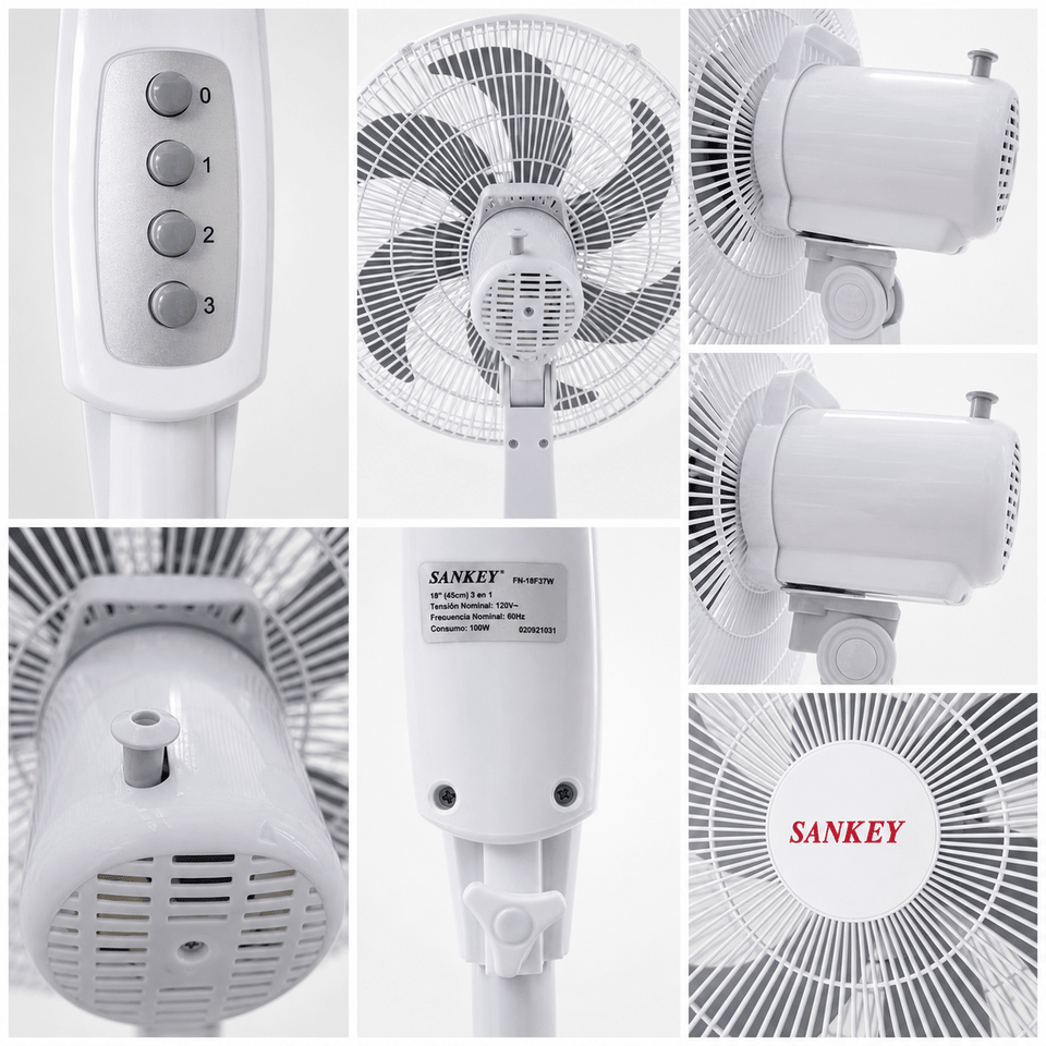 VENTILADOR GENERAL DE PEDESTAL BLANO 18"