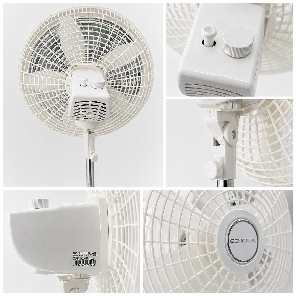 VENTILADOR GENERAL DE PEDESTAL BLANCO 18 ‘ REFERENCIA GN1887WH-1