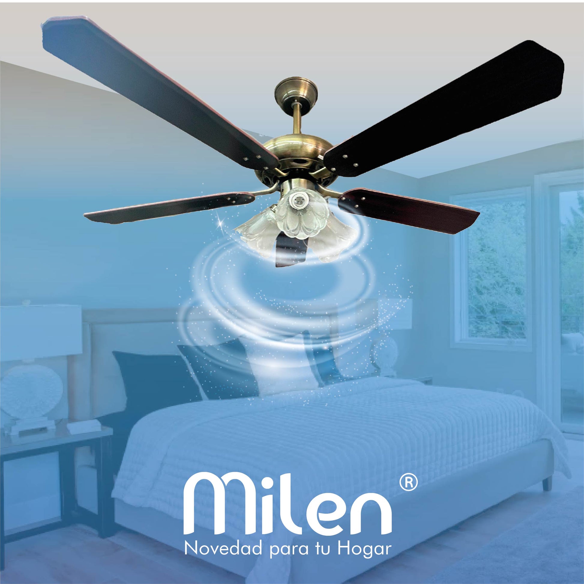 Ventilador de techo decorativo con control remoto y 3 lamparas clásicasAC8629/3-2